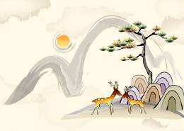 水墨画矢量图桌面壁纸
