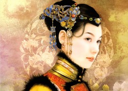手绘东方古典女子桌面壁纸