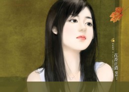 清纯手绘美女插画桌面壁纸