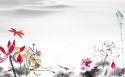 简约淡雅水墨画荷花桌面壁纸