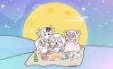 小恭猪美丽星空夜卡通桌面壁纸