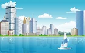 城市高楼矢量图桌面壁纸