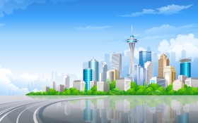 城市高楼矢量图桌面壁纸