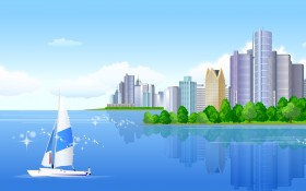 城市高楼矢量图桌面壁纸