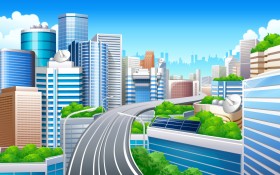 城市高楼矢量图桌面壁纸