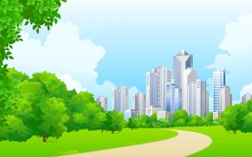 城市高楼矢量图桌面壁纸