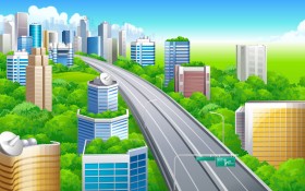 城市高楼矢量图桌面壁纸
