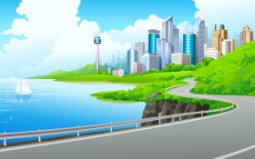 城市高楼矢量图桌面壁纸