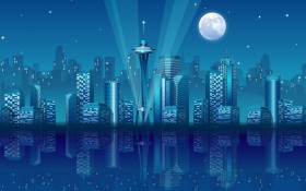 城市高楼矢量图桌面壁纸