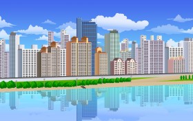 城市高楼矢量图桌面壁纸