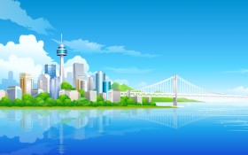 城市高楼矢量图桌面壁纸