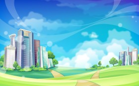 城市高楼矢量图桌面壁纸