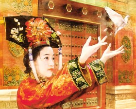 手绘东方古典女子桌面壁纸