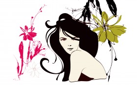 女人花卡通桌面壁纸
