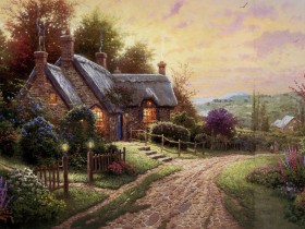 Thomas Kinkade 温馨田园风景油画桌面壁纸