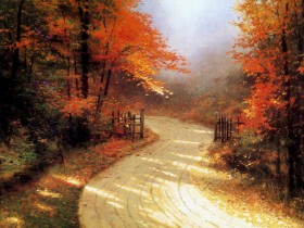 Thomas Kinkade 温馨田园风景油画桌面壁纸