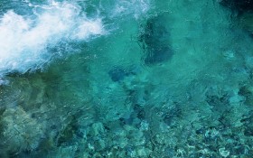 清澈的小溪与湖水桌面壁纸