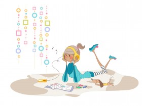 矢量小女子简笔图桌面壁纸