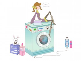 矢量小女子简笔图桌面壁纸