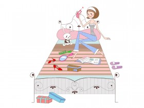 矢量小女子简笔图桌面壁纸