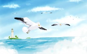 手绘四季景色桌面壁纸