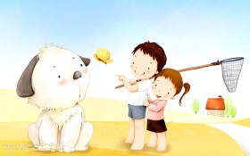 韩国儿童卡通插画桌面壁纸