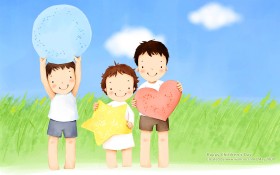 韩国儿童卡通插画桌面壁纸