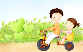 韩国儿童卡通插画桌面壁纸