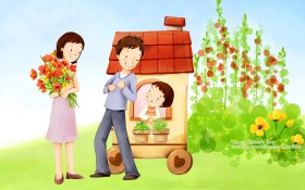 韩国母亲节插画主题桌面壁纸