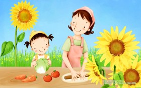 韩国母亲节插画主题桌面壁纸