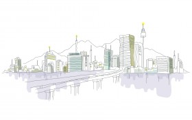 简笔城市风光桌面壁纸