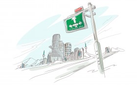 简笔城市风光桌面壁纸
