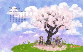 2012年3月卡通月历桌面壁纸