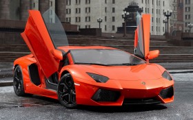 橙色兰博基尼Aventador汽车桌面壁纸