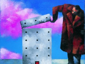 商业寓意水粉画桌面壁纸