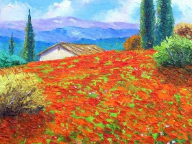 田园题材 水彩画桌面壁纸