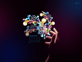 2013年3月QQ装扮出品月历桌面壁纸