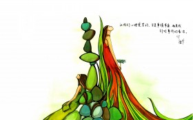 油画文字卡通桌面壁纸
