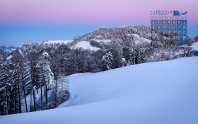 2014年12月月历雪景桌面壁纸