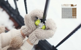 2014年12月月历雪景桌面壁纸