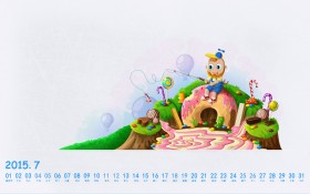 2015年7月日历卡通桌面壁纸