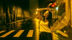 伤感雨中撑伞女孩桌面壁纸