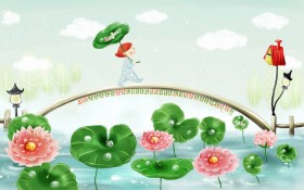 2015年8月卡通插画日历桌面壁纸