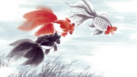 水墨画鱼儿桌面壁纸
