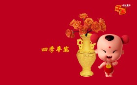 招财童子年画卡通桌面壁纸