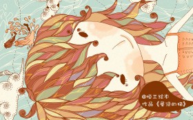 《屋顶的猫》可爱创意手绘桌面壁纸