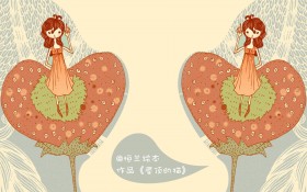 《屋顶的猫》可爱创意手绘桌面壁纸