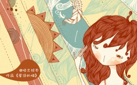 《屋顶的猫》可爱创意手绘桌面壁纸