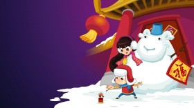 快乐圣诞节可爱雪人桌面壁纸