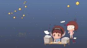 十二星座之摩羯座卡通桌面壁纸